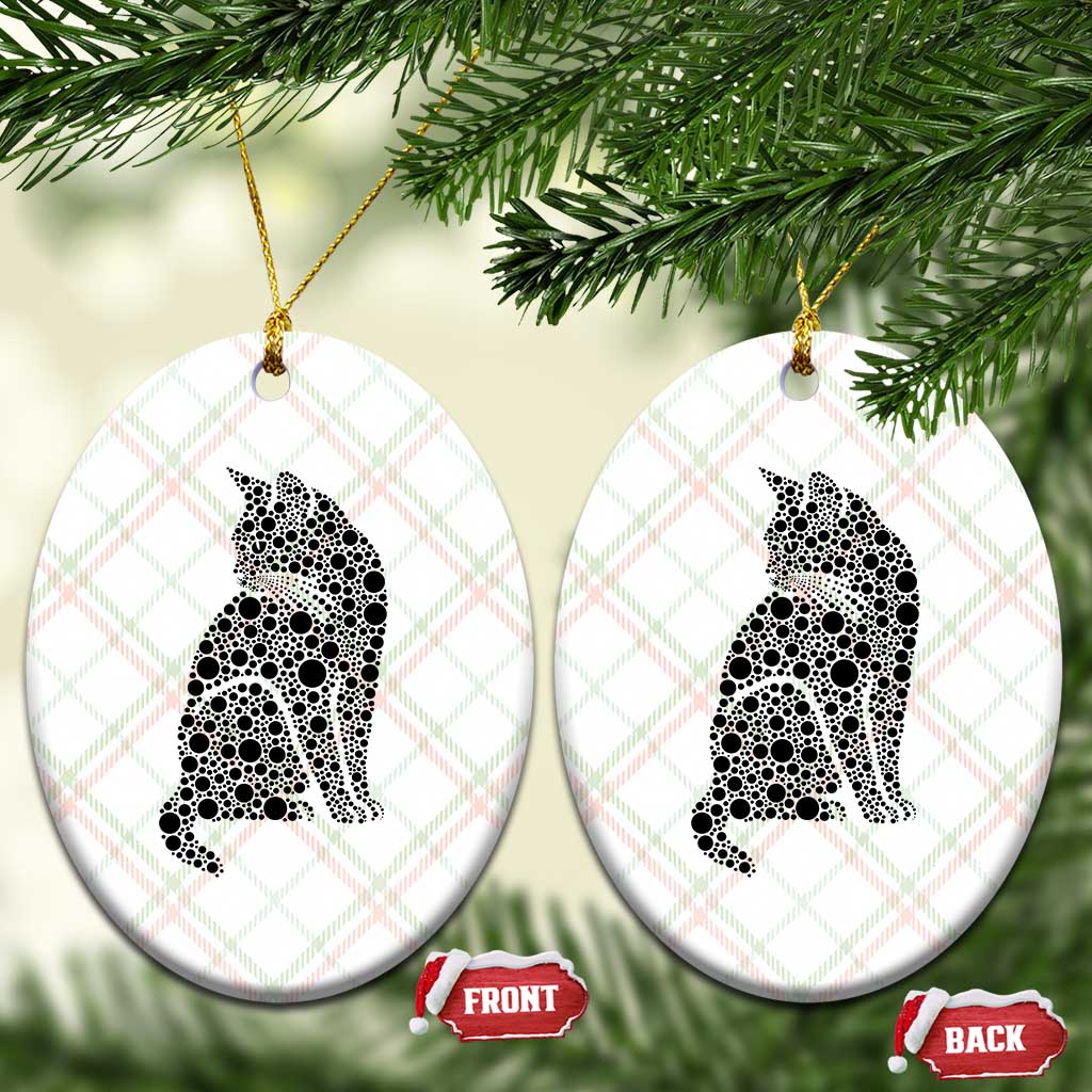 Polka Dot Black Cat Ceramic Ornament International Dot Day Gift