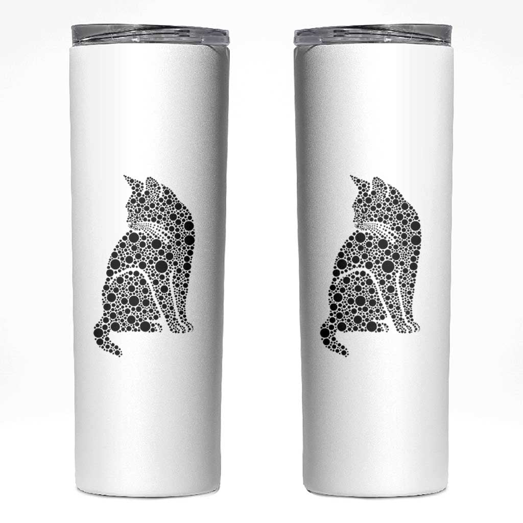 Polka Dot Black Cat Skinny Tumbler International Dot Day Gift