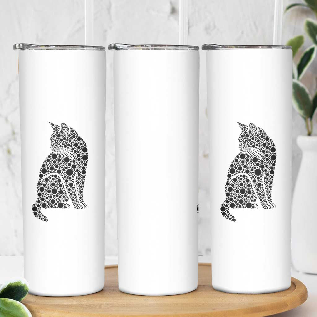 Polka Dot Black Cat Skinny Tumbler International Dot Day Gift