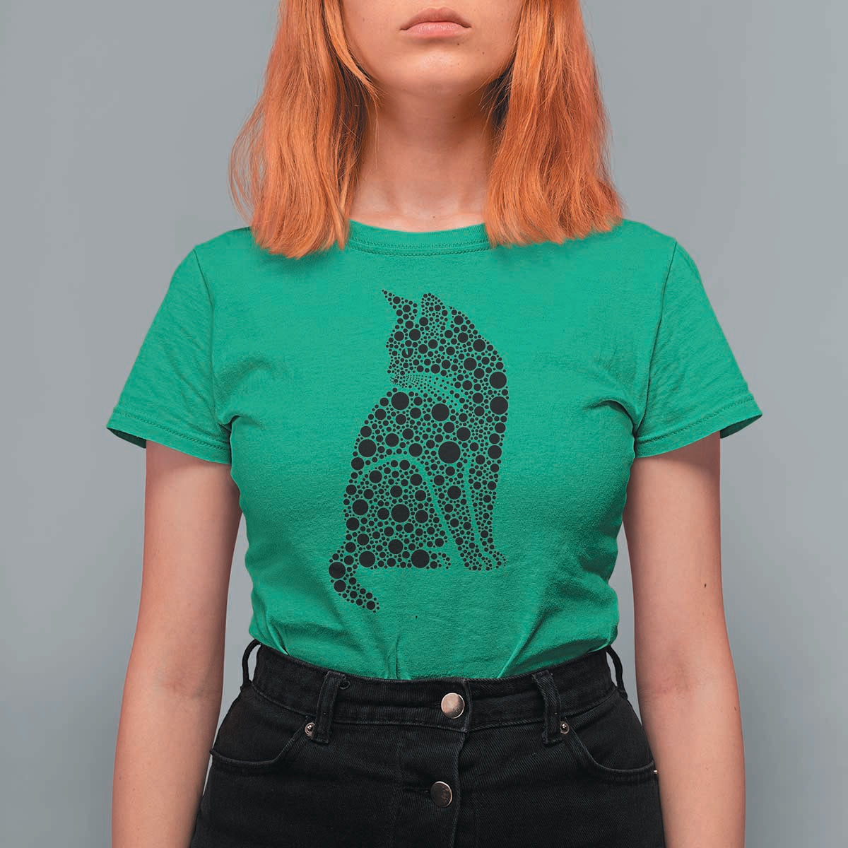 Polka Dot Black Cat T Shirt For Women International Dot Day Gift