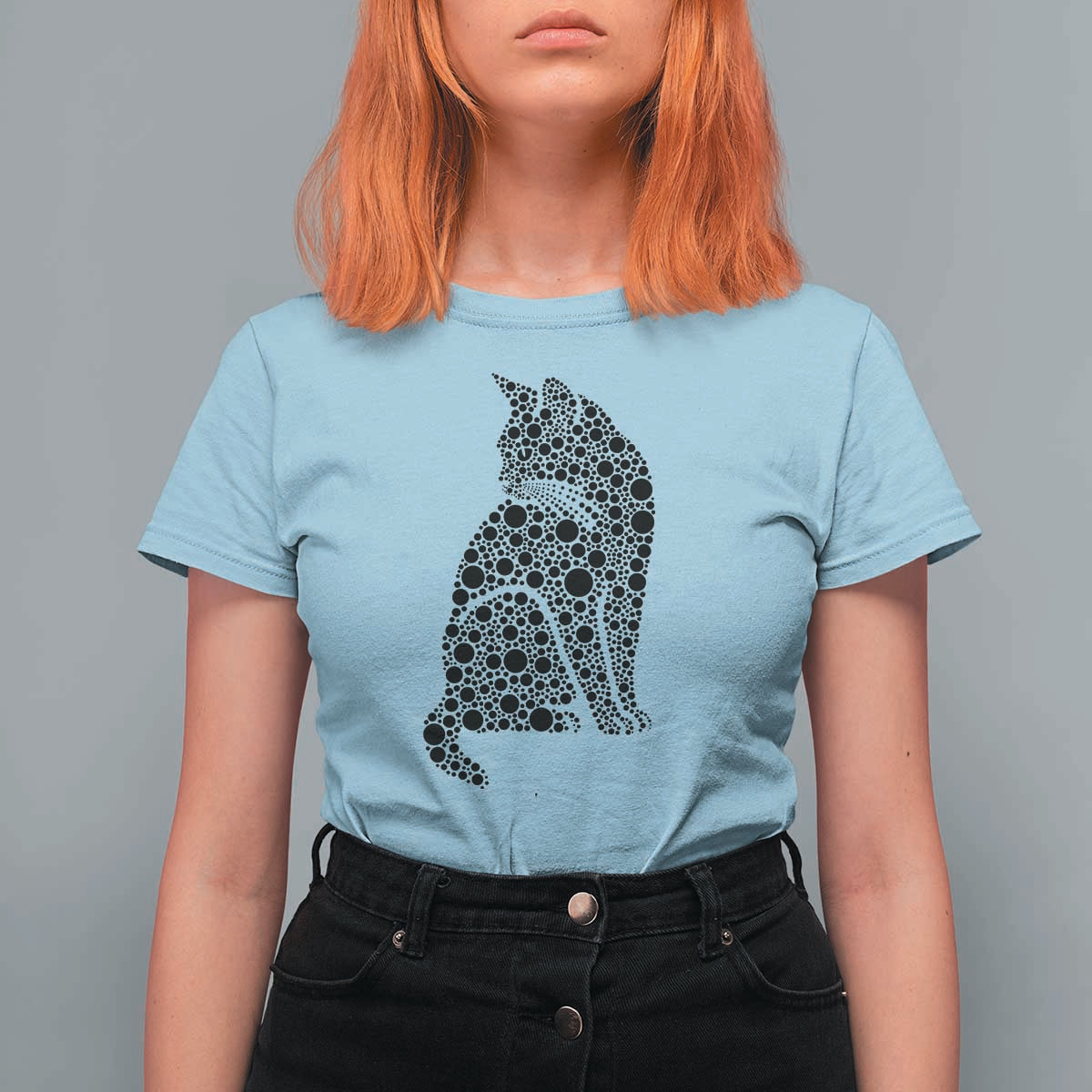 Polka Dot Black Cat T Shirt For Women International Dot Day Gift