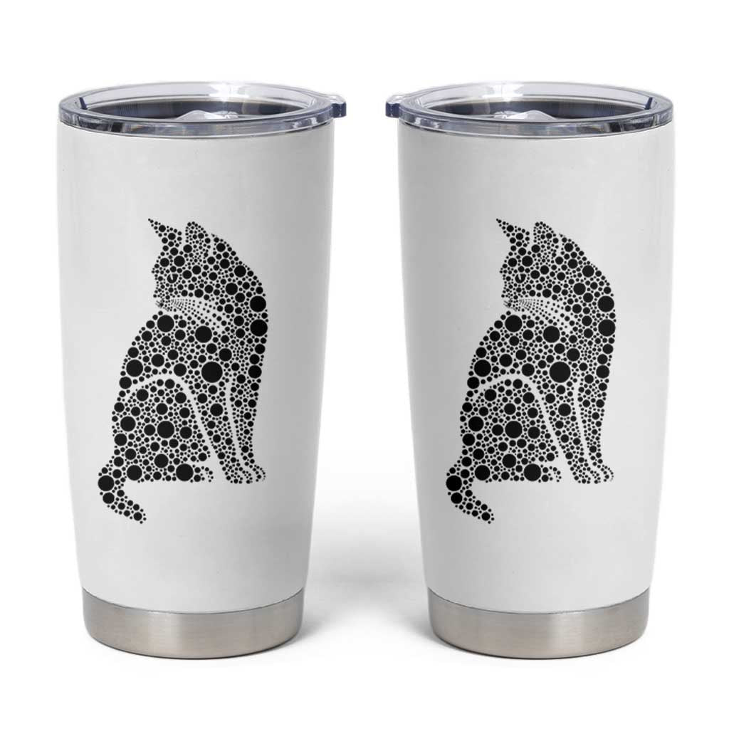 Polka Dot Black Cat Tumbler Cup International Dot Day Gift