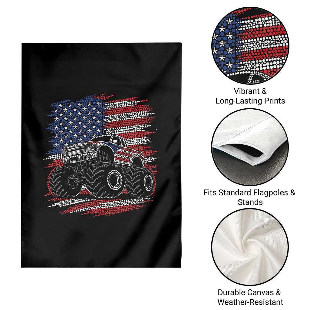 Patriotic Monster Truck Polka Dot Garden Flag Dot Day Gift