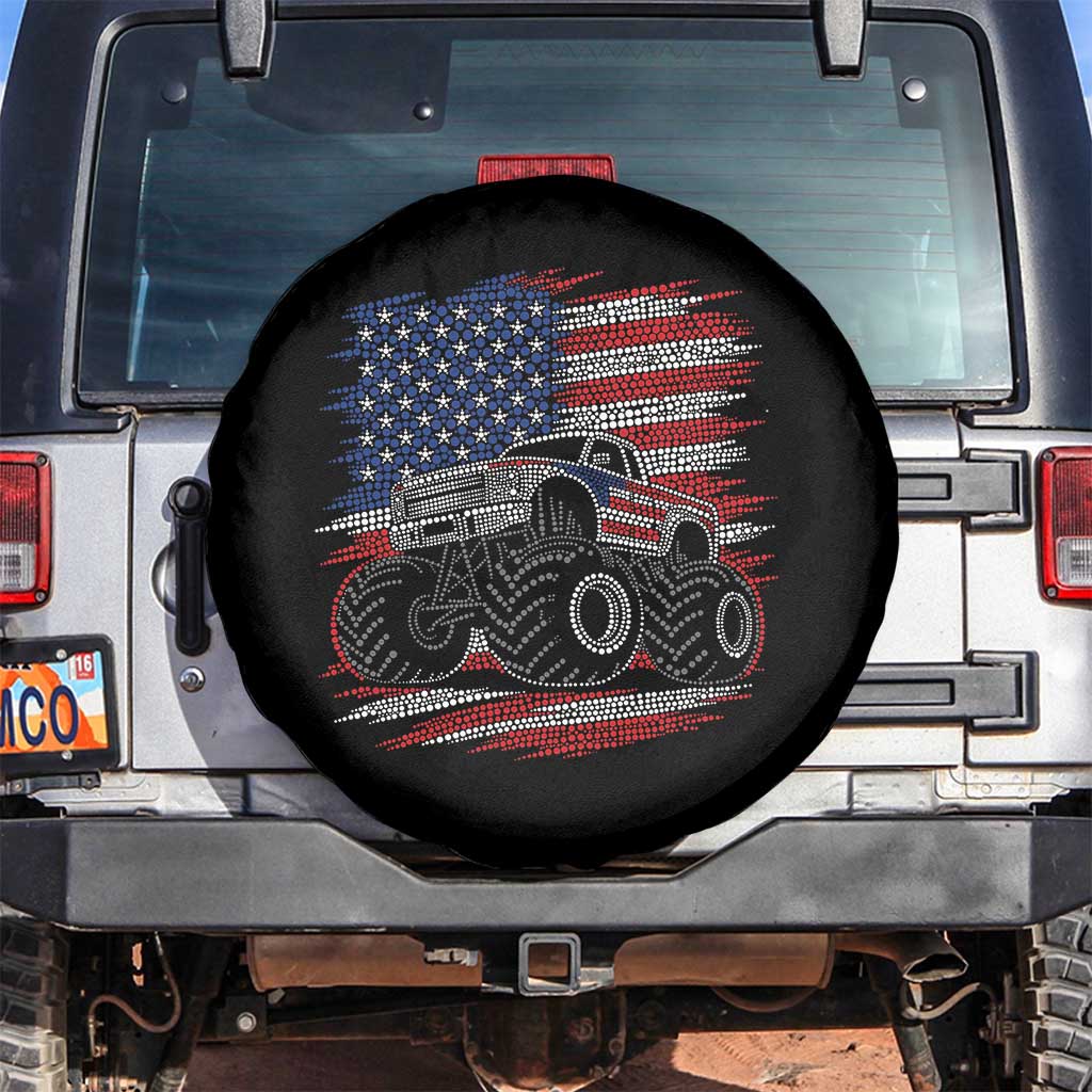 Patriotic Monster Truck Polka Dot Spare Tire Cover Dot Day Gift