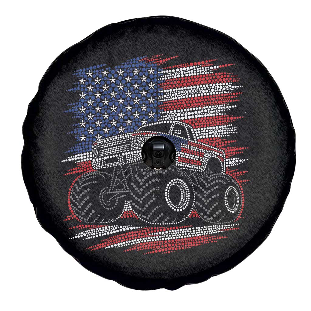 Patriotic Monster Truck Polka Dot Spare Tire Cover Dot Day Gift