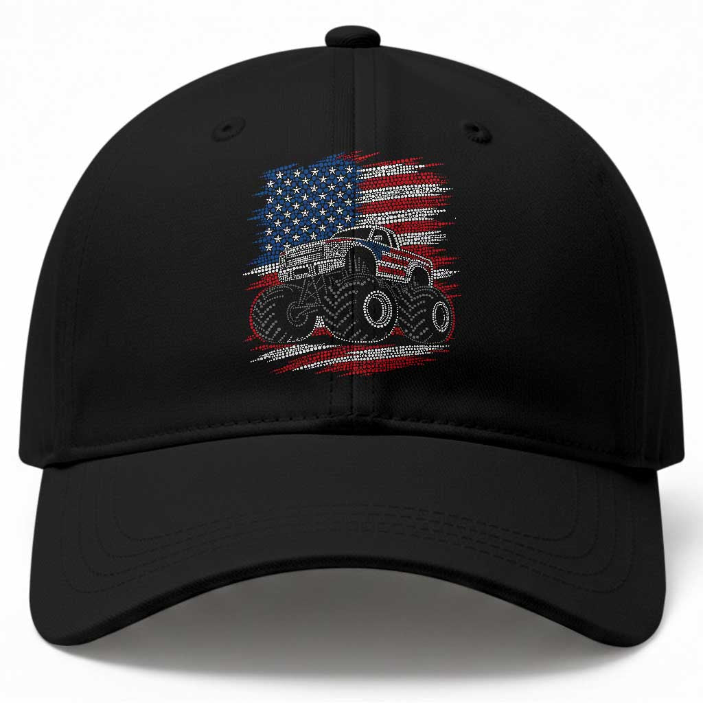 Patriotic Monster Truck Polka Dot Baseball Cap Dot Day Gift