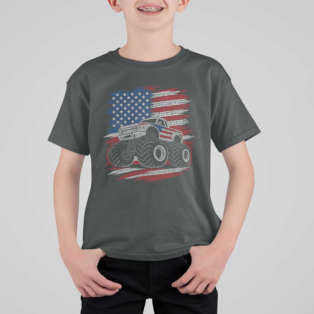 Patriotic Monster Truck Polka Dot T Shirt For Kid Dot Day Gift
