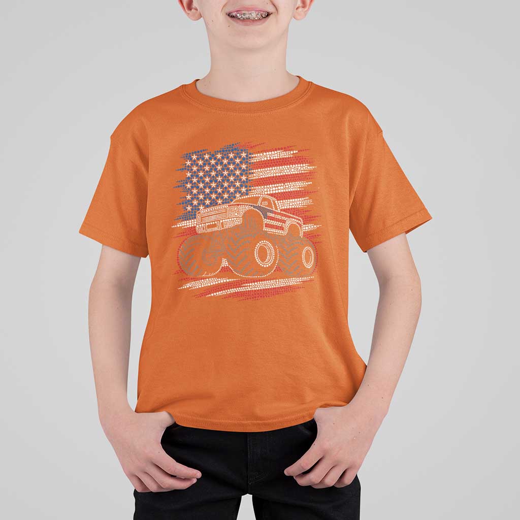 Patriotic Monster Truck Polka Dot T Shirt For Kid Dot Day Gift