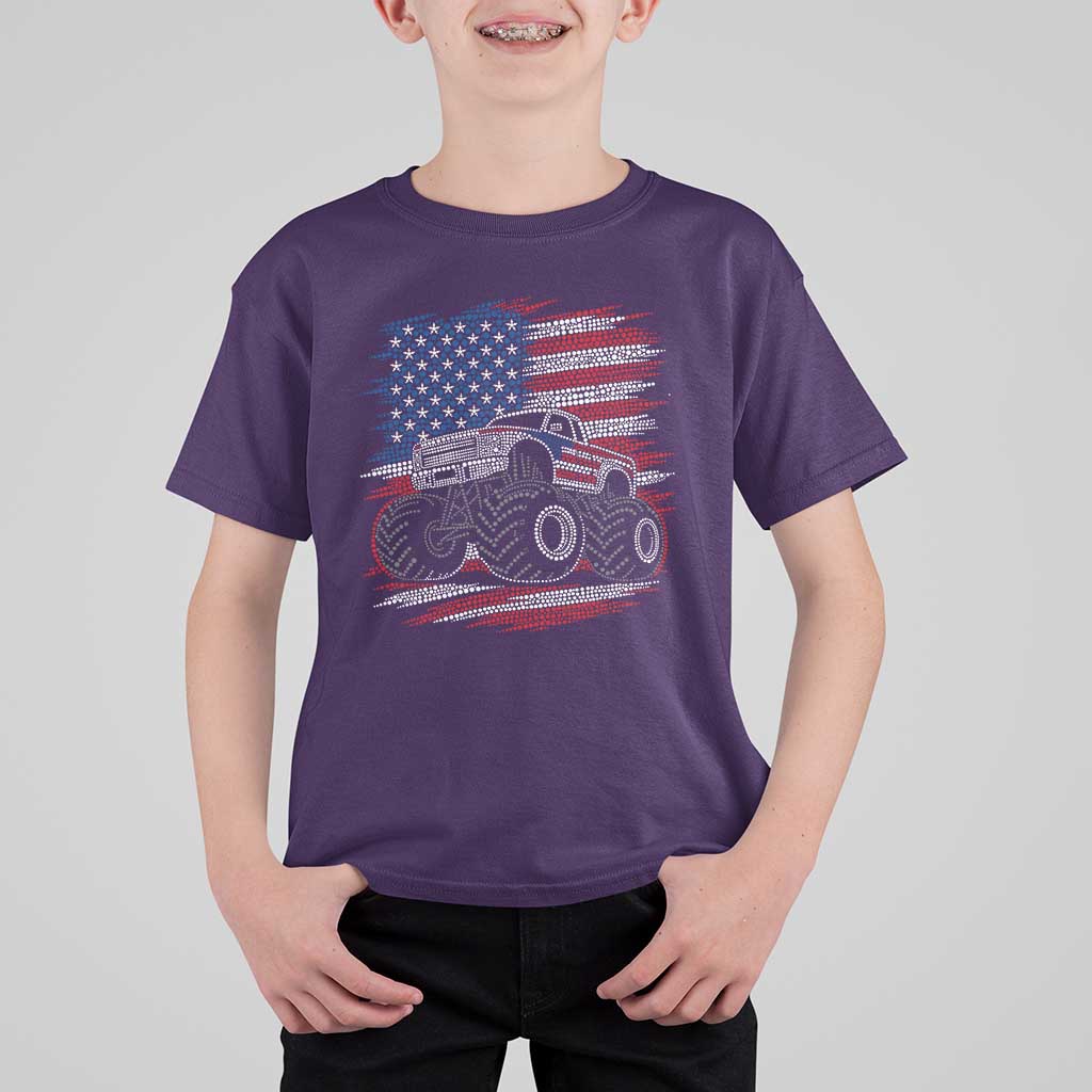 Patriotic Monster Truck Polka Dot T Shirt For Kid Dot Day Gift