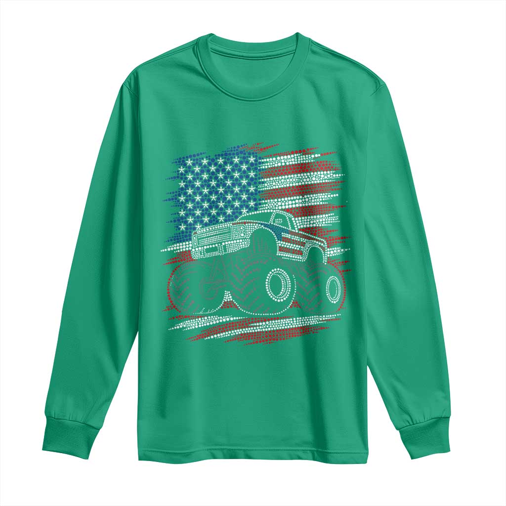 Patriotic Monster Truck Polka Dot Long Sleeve Shirt Dot Day Gift