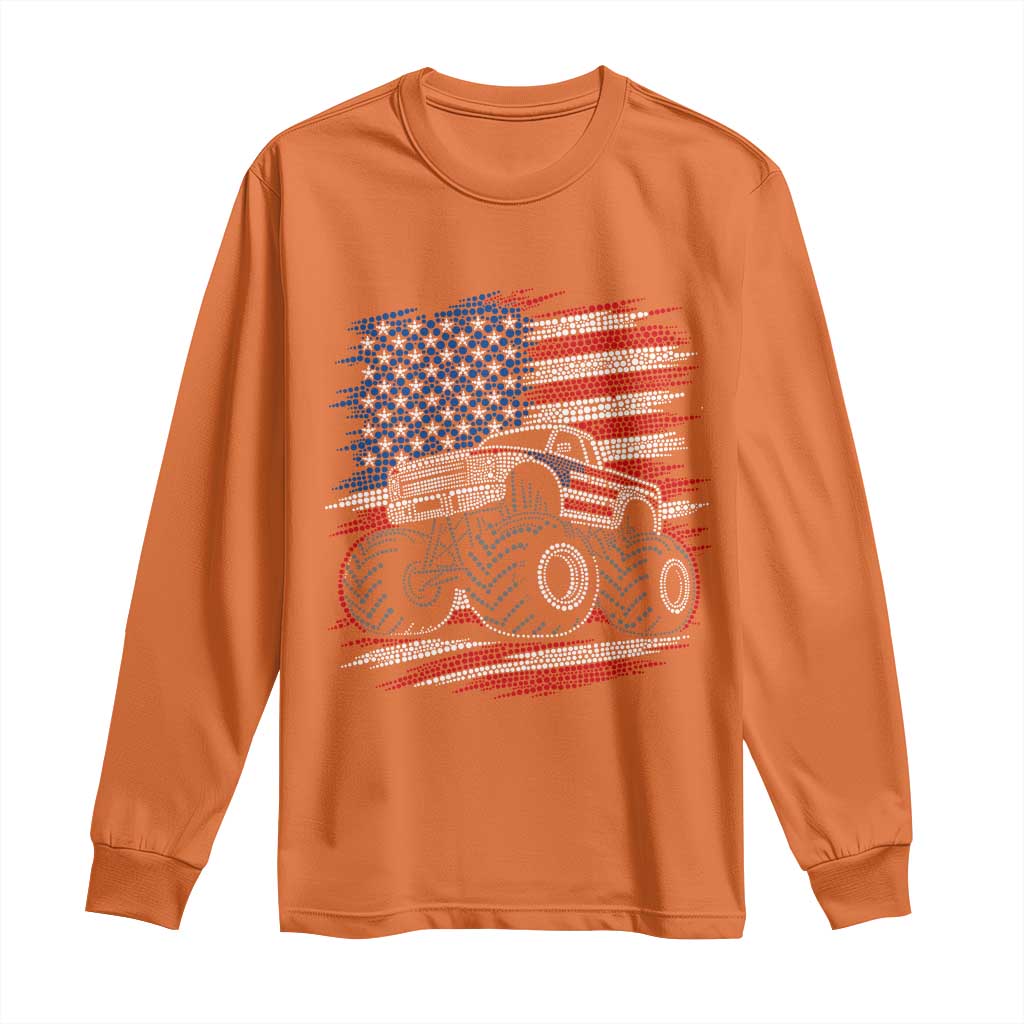 Patriotic Monster Truck Polka Dot Long Sleeve Shirt Dot Day Gift