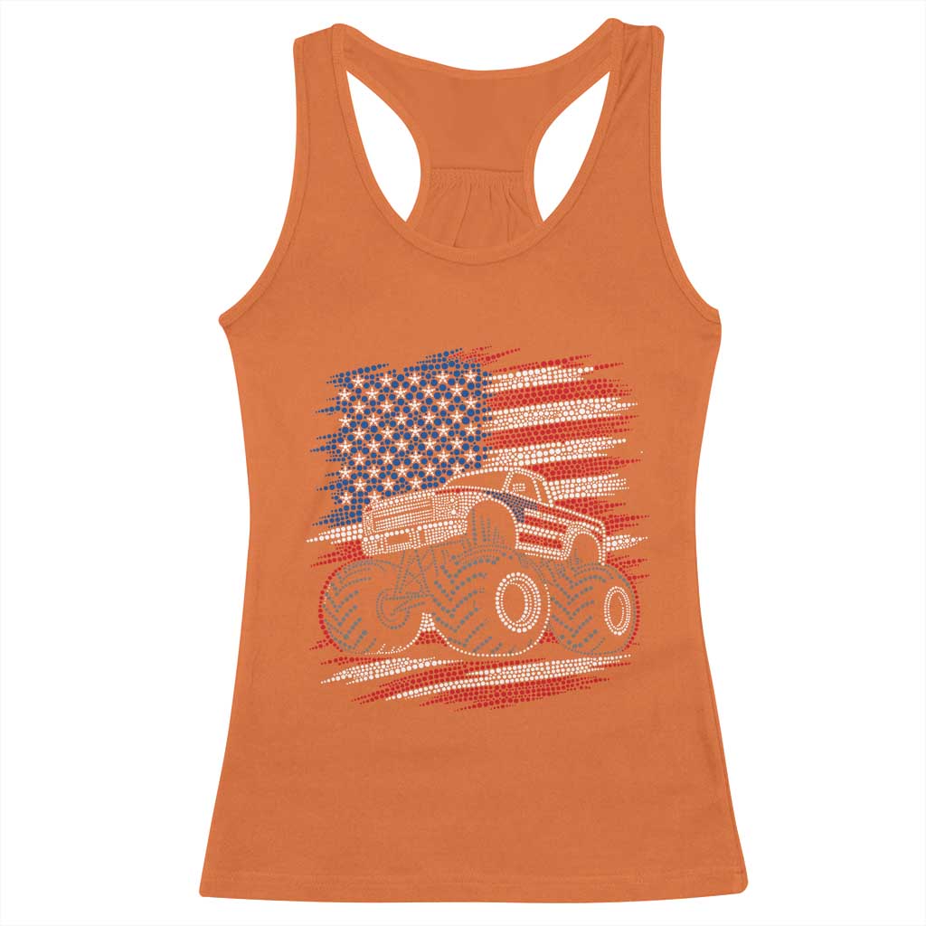Patriotic Monster Truck Polka Dot Racerback Tank Top Dot Day Gift