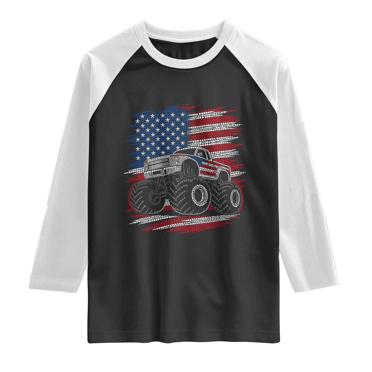 Patriotic Monster Truck Polka Dot Raglan Shirt Dot Day Gift