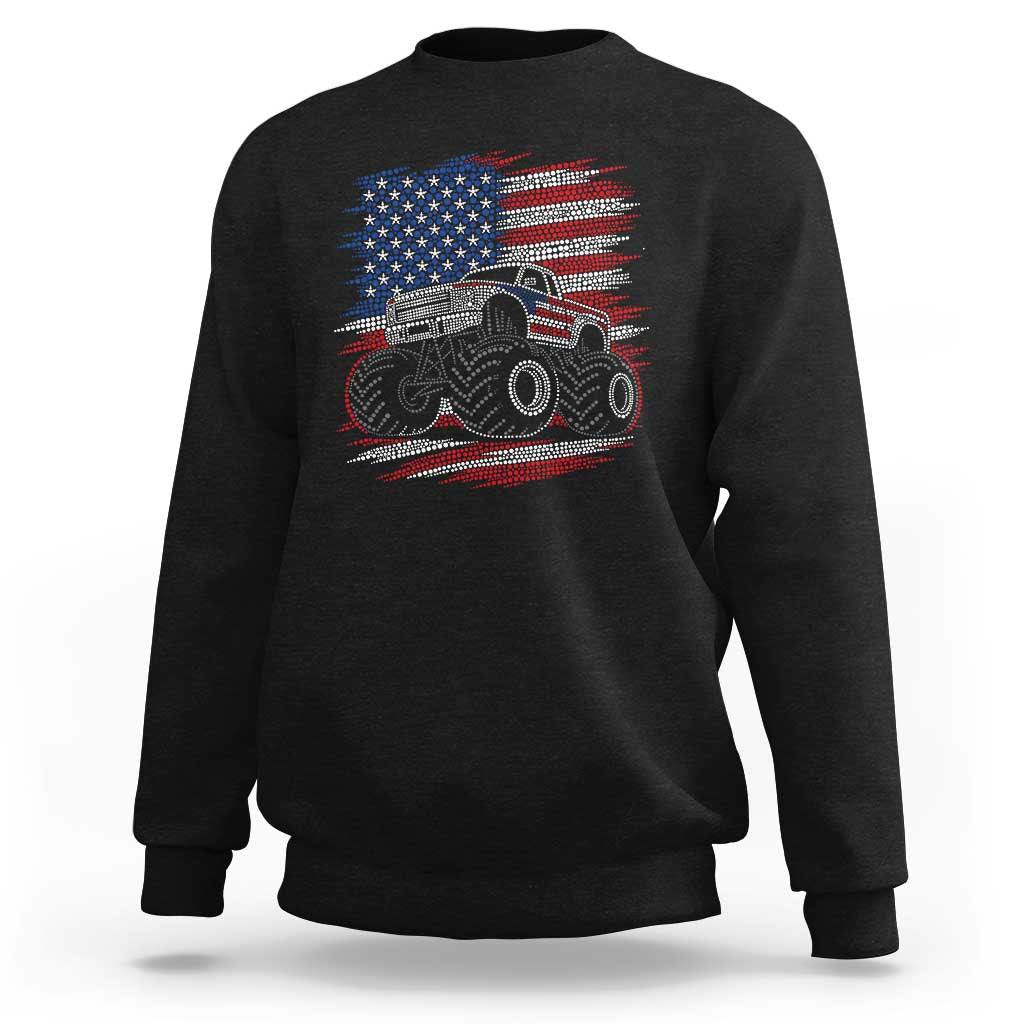 Patriotic Monster Truck Polka Dot Sweatshirt Dot Day Gift