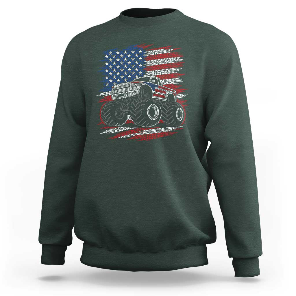 Patriotic Monster Truck Polka Dot Sweatshirt Dot Day Gift