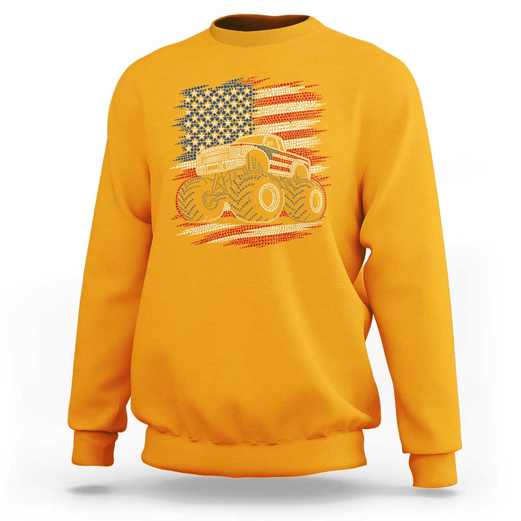 Patriotic Monster Truck Polka Dot Sweatshirt Dot Day Gift