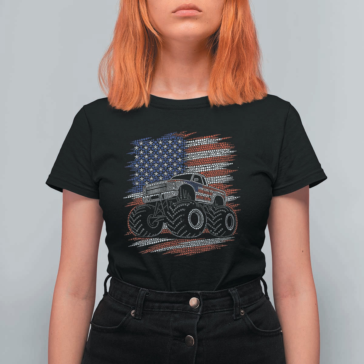 Patriotic Monster Truck Polka Dot T Shirt For Women Dot Day Gift