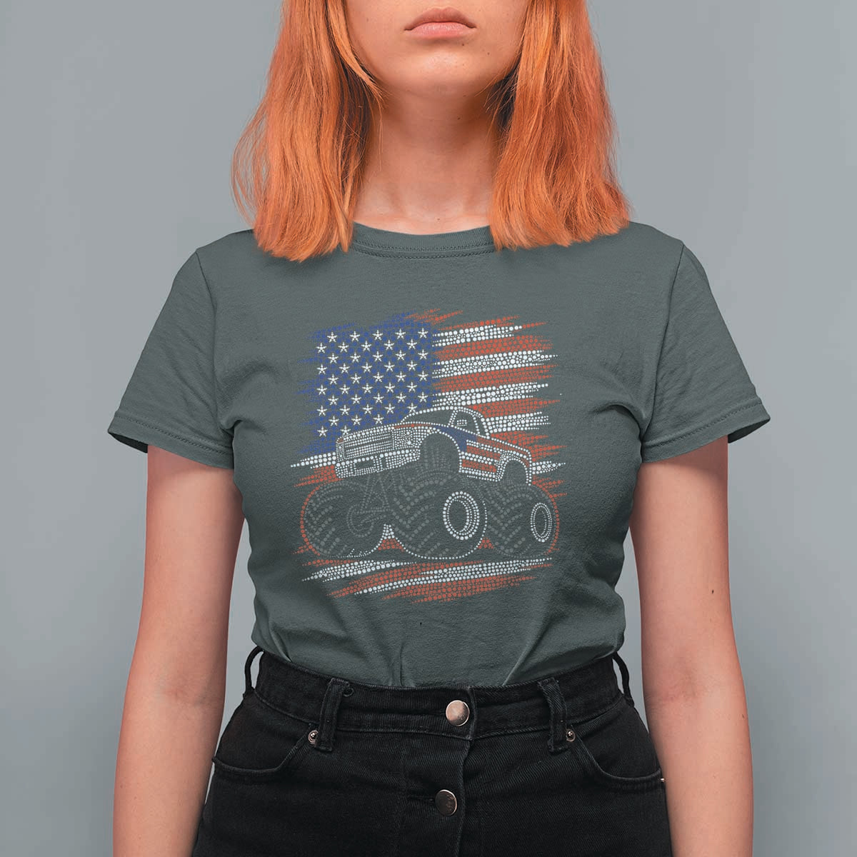 Patriotic Monster Truck Polka Dot T Shirt For Women Dot Day Gift