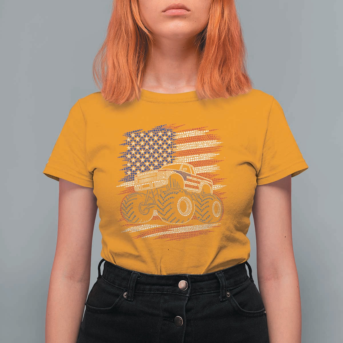 Patriotic Monster Truck Polka Dot T Shirt For Women Dot Day Gift