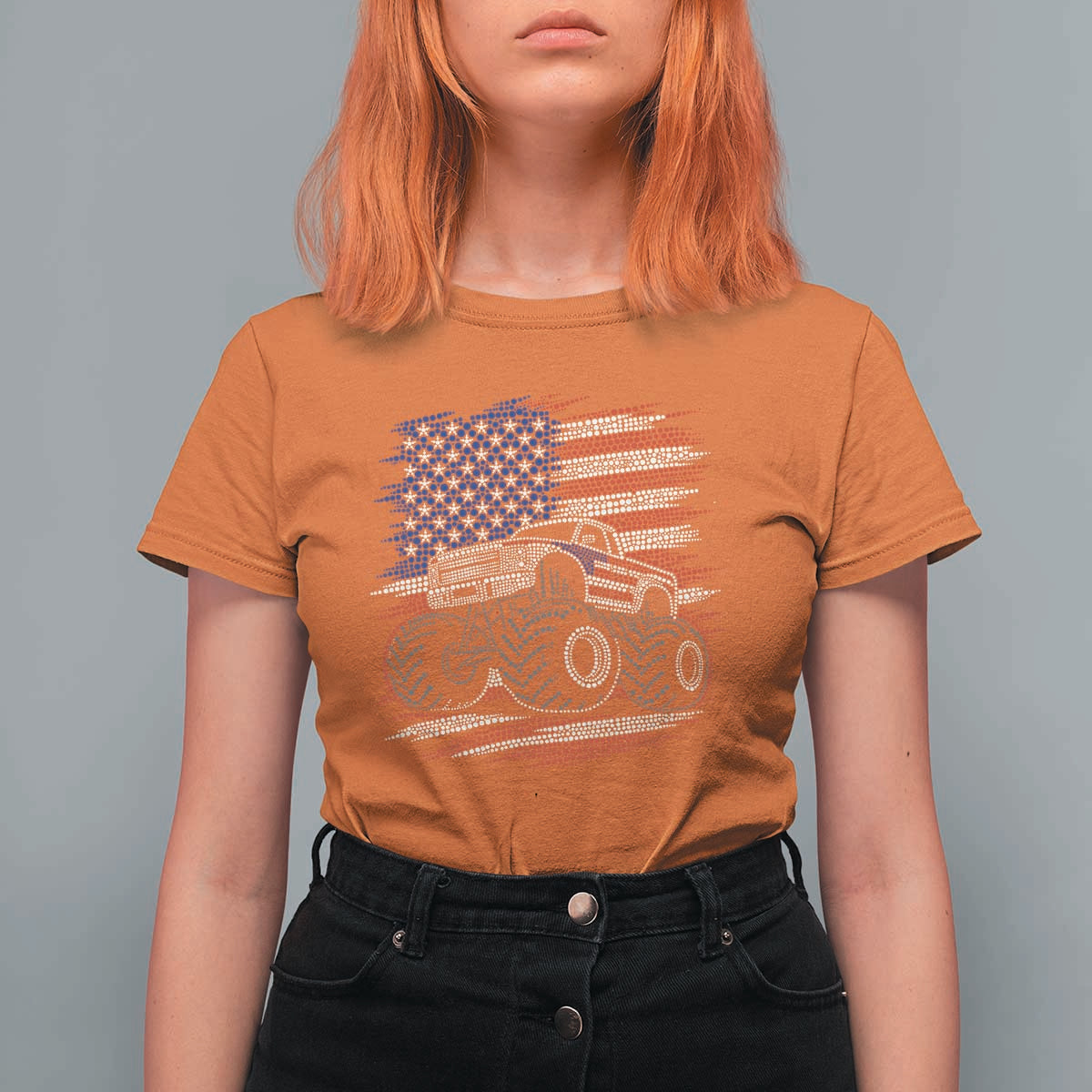 Patriotic Monster Truck Polka Dot T Shirt For Women Dot Day Gift