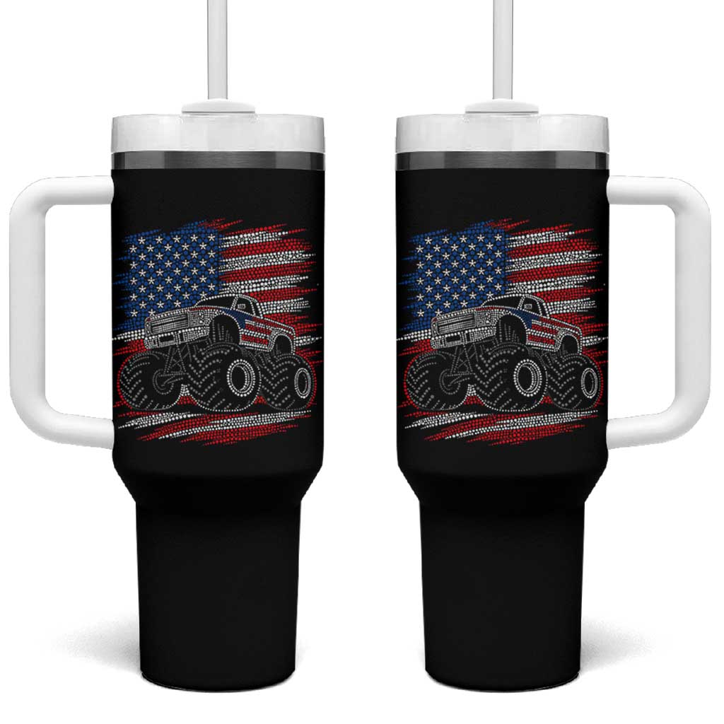 Patriotic Monster Truck Polka Dot Tumbler With Handle Dot Day Gift