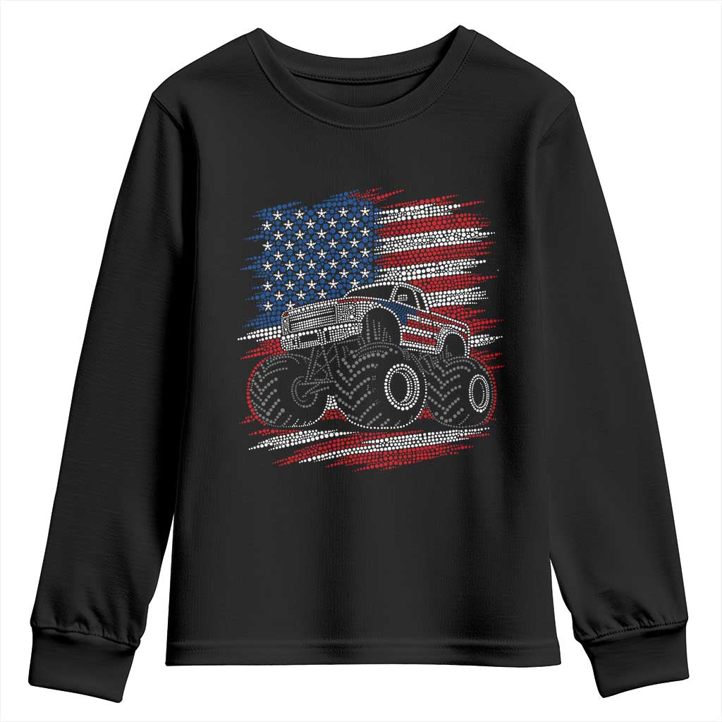 Patriotic Monster Truck Polka Dot Youth Sweatshirt Dot Day Gift