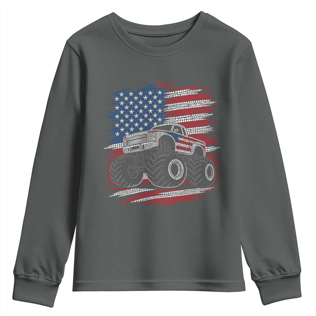 Patriotic Monster Truck Polka Dot Youth Sweatshirt Dot Day Gift