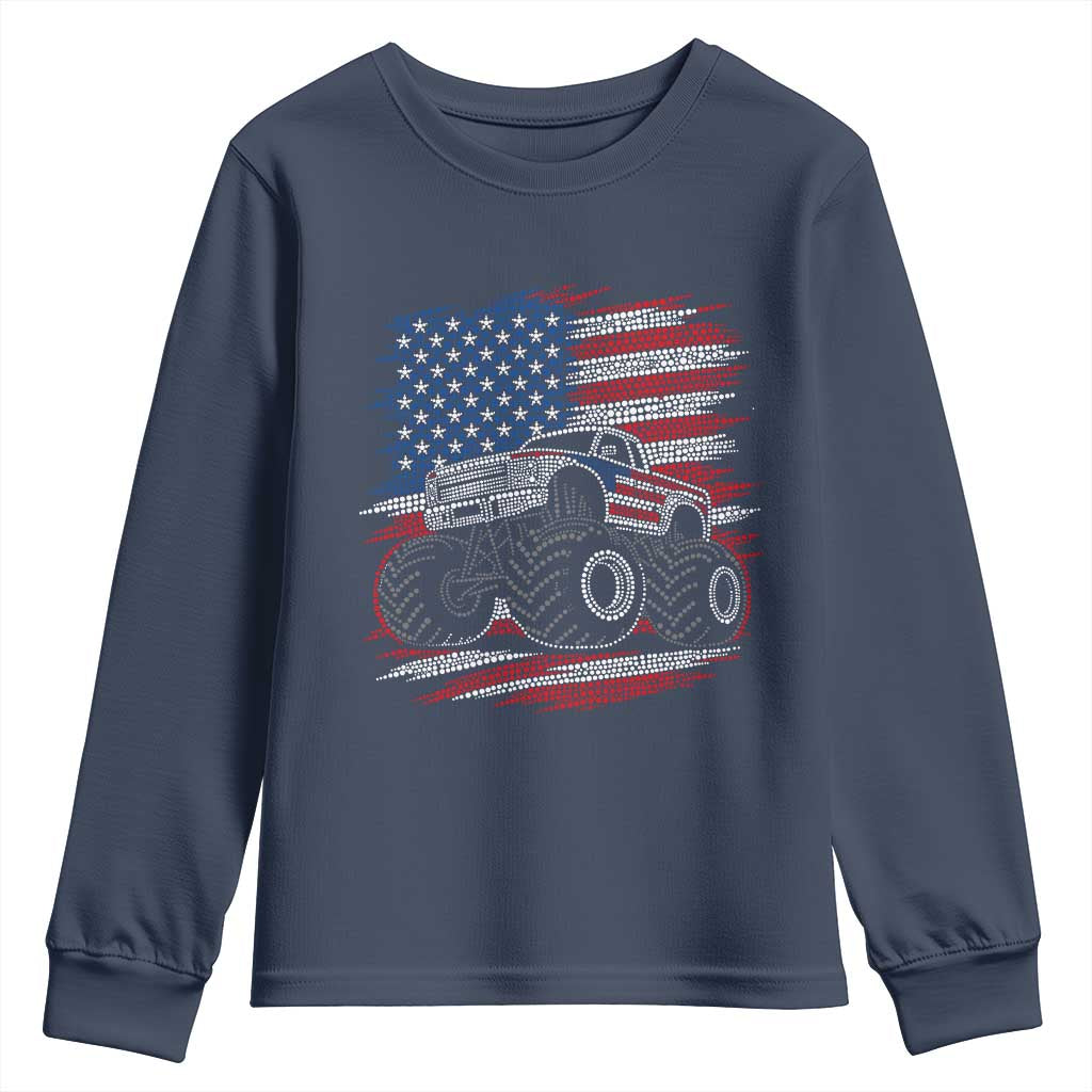 Patriotic Monster Truck Polka Dot Youth Sweatshirt Dot Day Gift