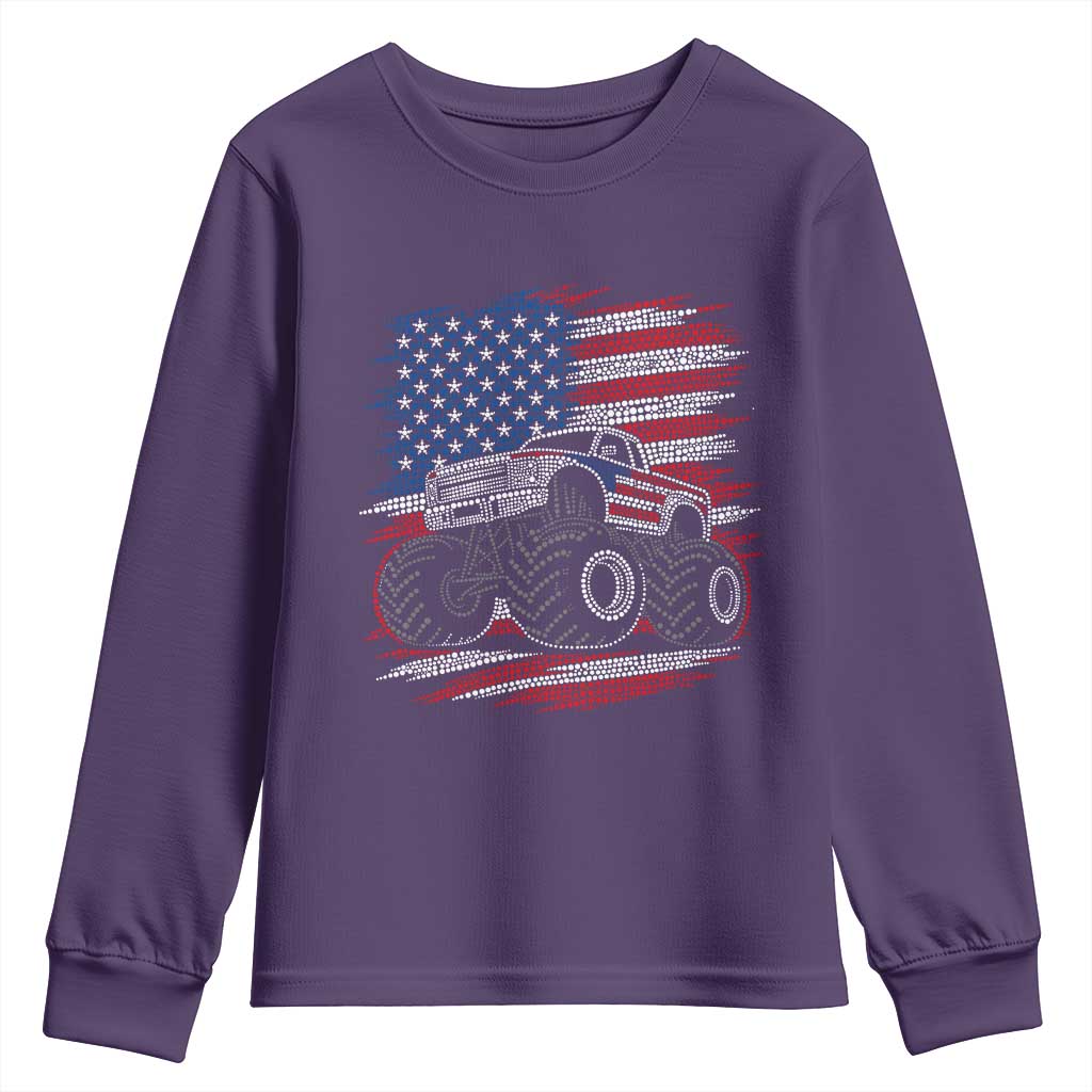 Patriotic Monster Truck Polka Dot Youth Sweatshirt Dot Day Gift