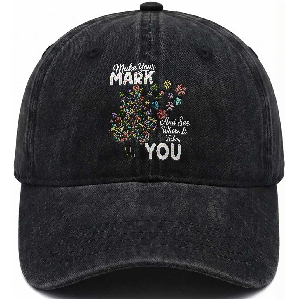 Happy Dot Day Washed Cotton Baseball Cap Make Your Mark And See Where It Takes You