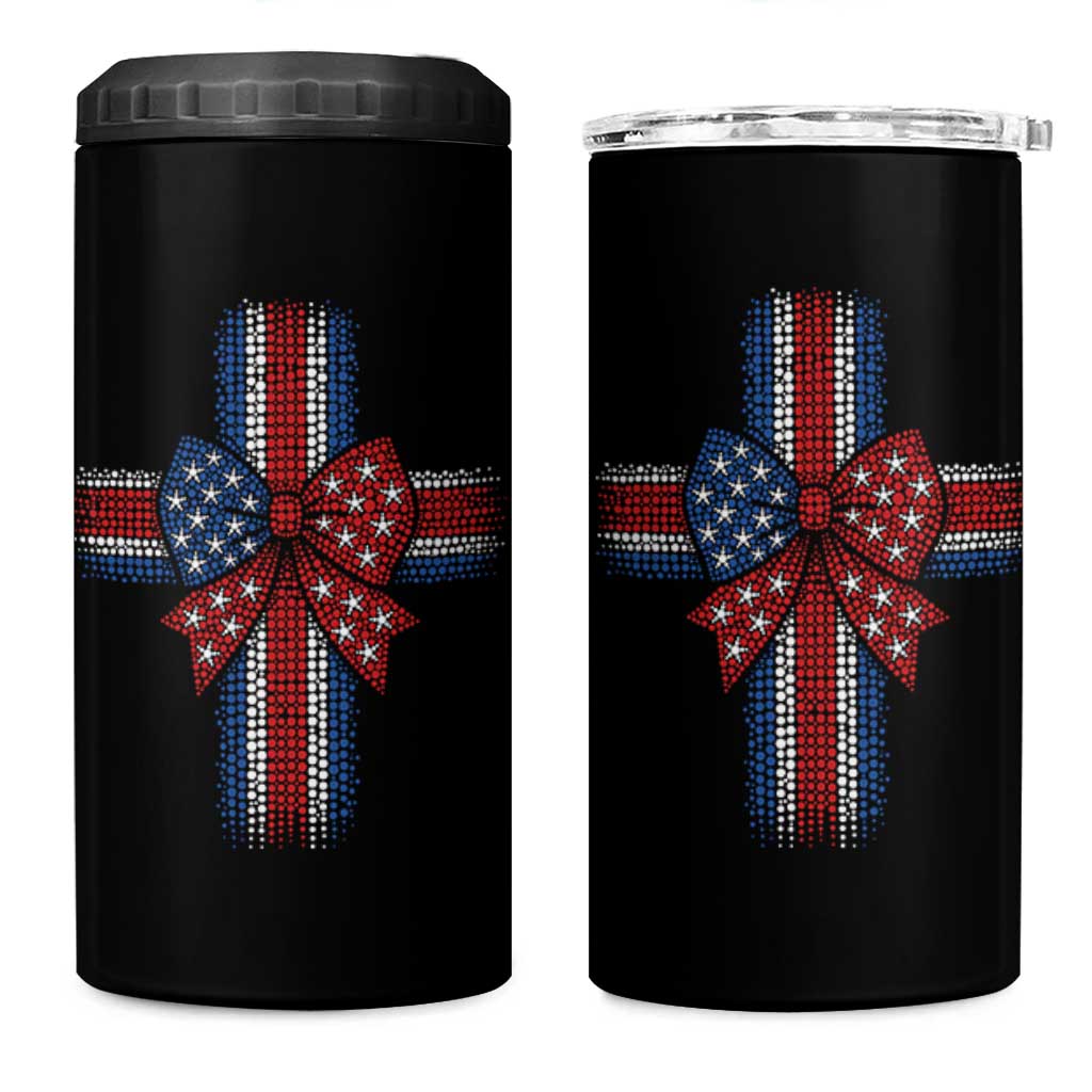 Dot Day Christian 4 in 1 Can Cooler Tumbler Patriotic Polka Dot Cross