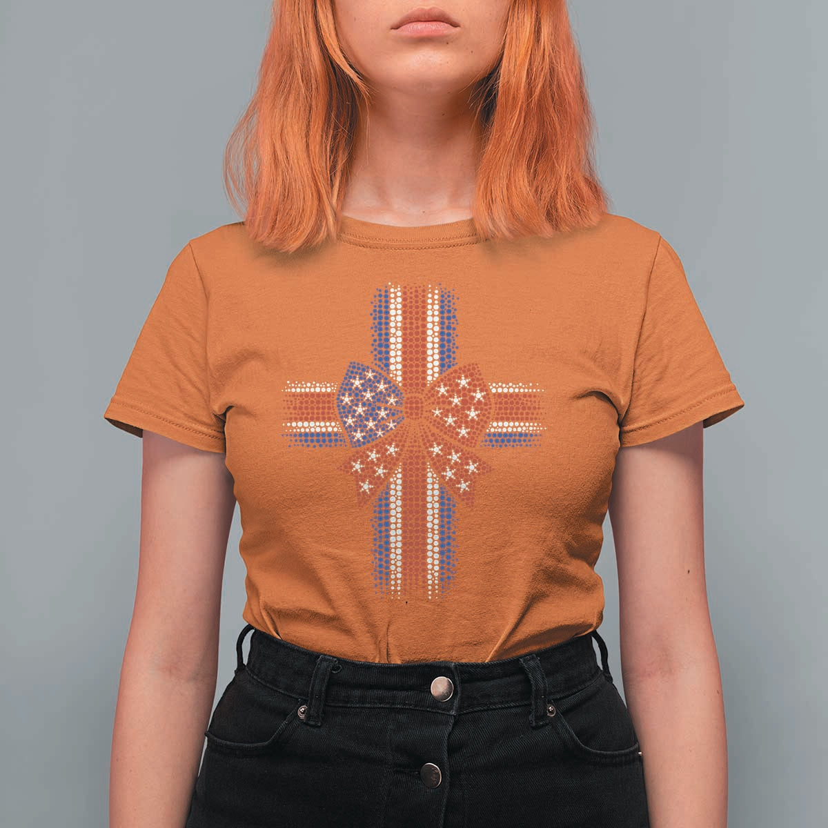 Dot Day Christian T Shirt For Women Patriotic Polka Dot Cross