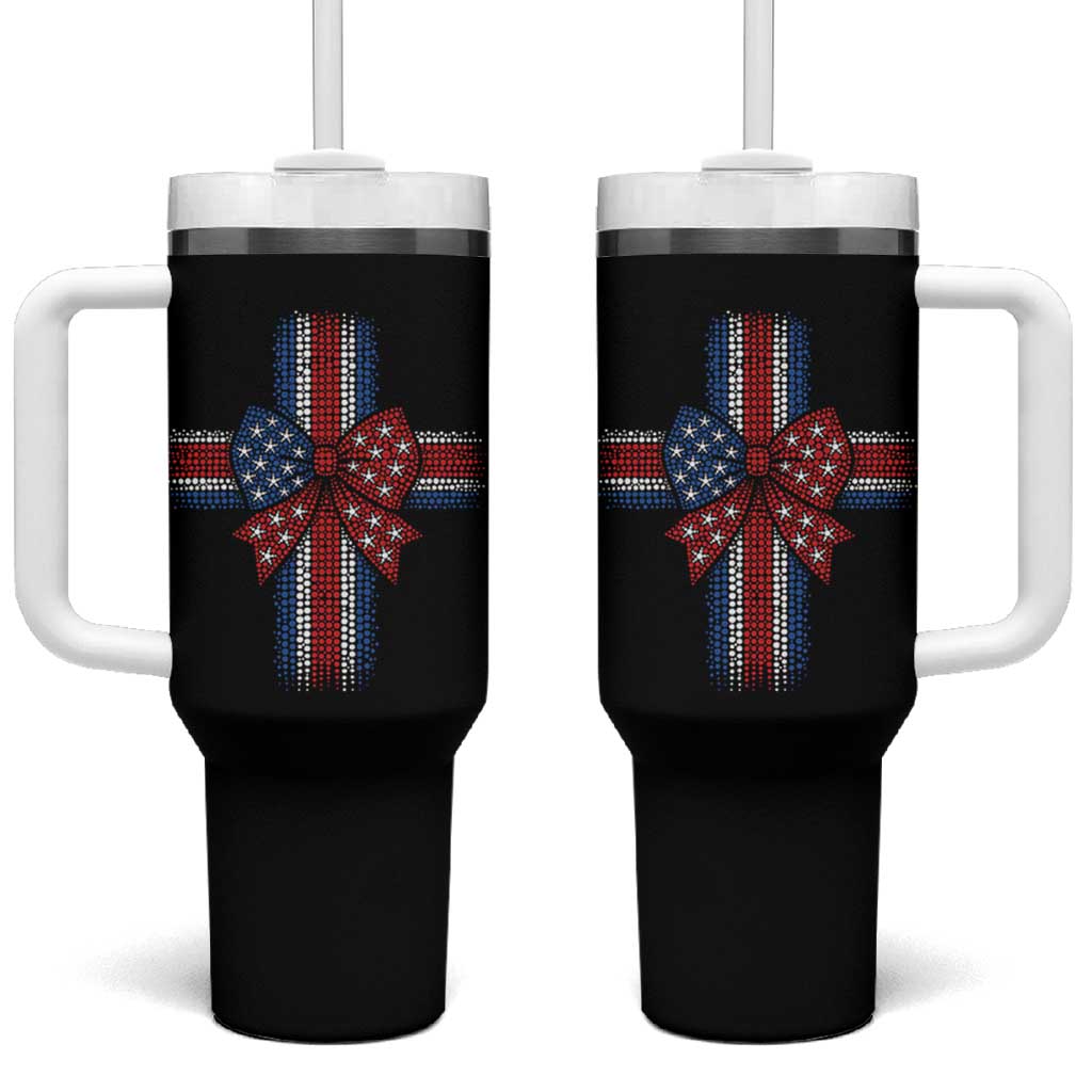 Dot Day Christian Tumbler With Handle Patriotic Polka Dot Cross