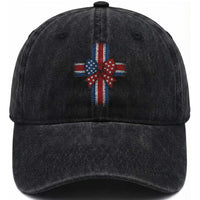 Dot Day Christian Washed Cotton Baseball Cap Patriotic Polka Dot Cross