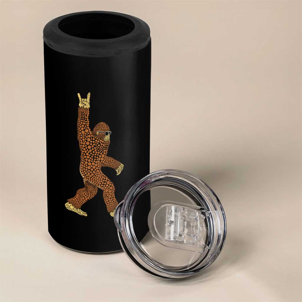 Funny Polka Dot Bigfoot Rock On 4 in 1 Can Cooler Tumbler Dot Day Gift