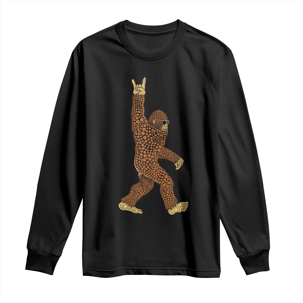 Funny Polka Dot Bigfoot Rock On Long Sleeve Shirt Dot Day Gift