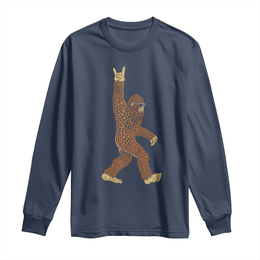 Funny Polka Dot Bigfoot Rock On Long Sleeve Shirt Dot Day Gift