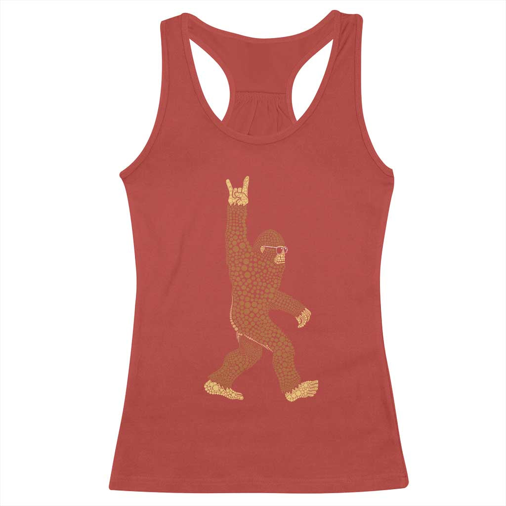 Funny Polka Dot Bigfoot Rock On Racerback Tank Top Dot Day Gift