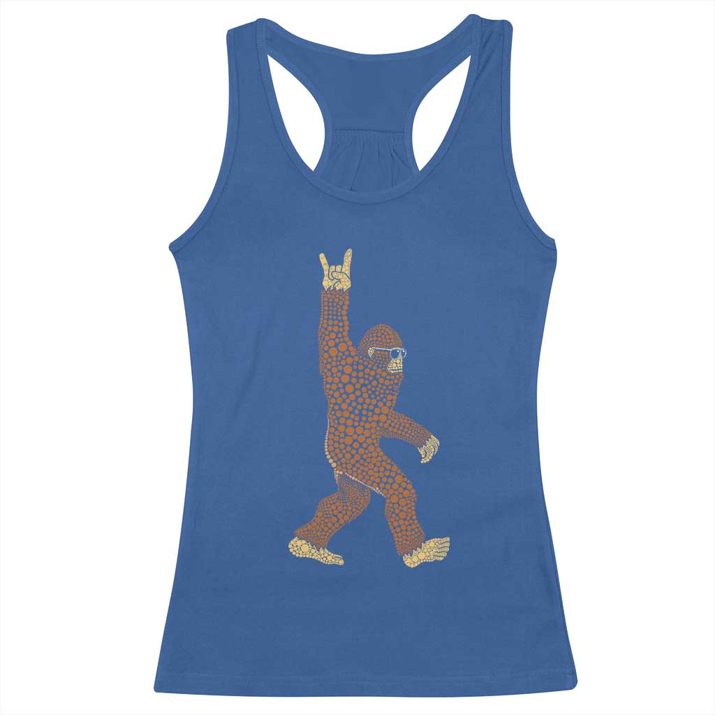 Funny Polka Dot Bigfoot Rock On Racerback Tank Top Dot Day Gift