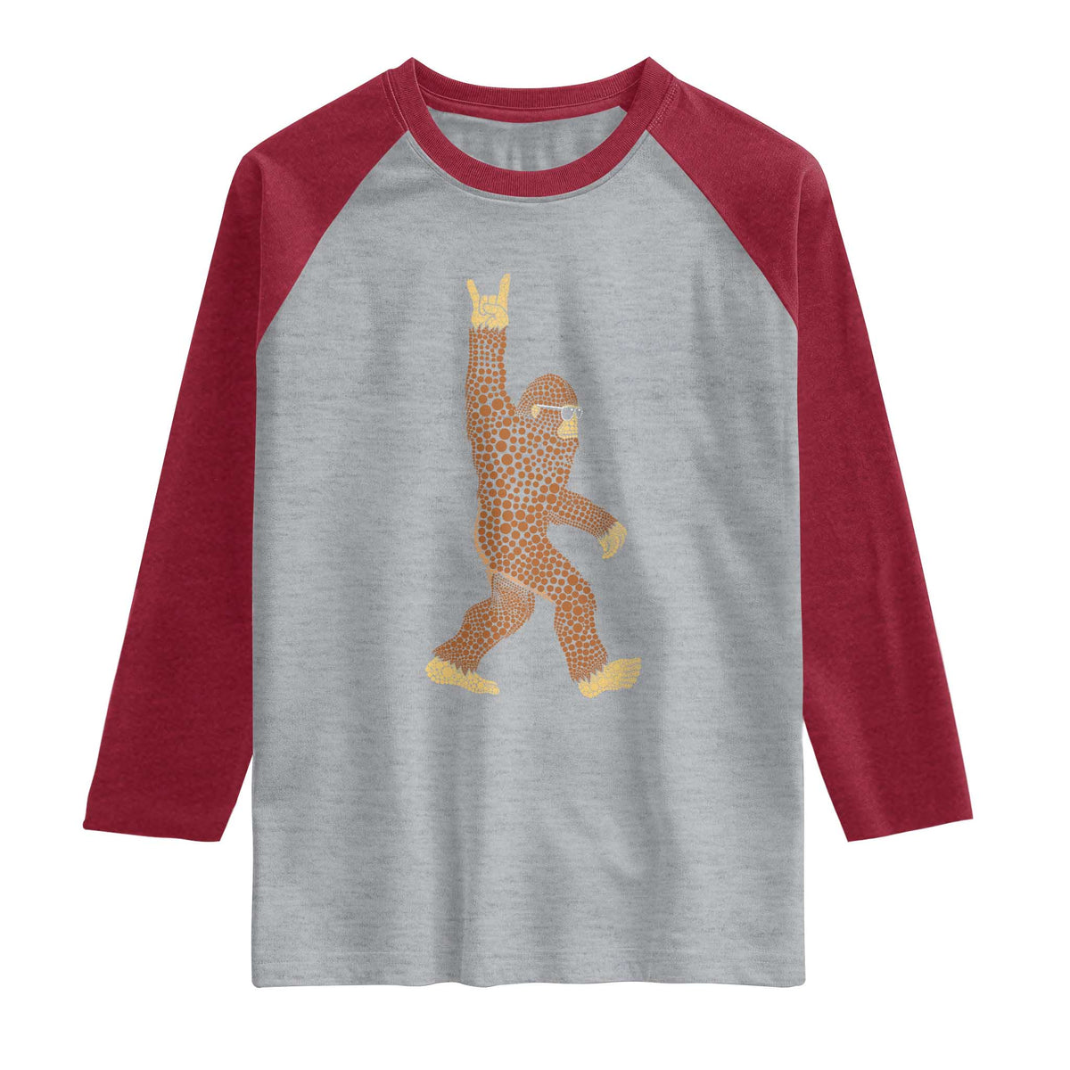 Funny Polka Dot Bigfoot Rock On Raglan Shirt Dot Day Gift
