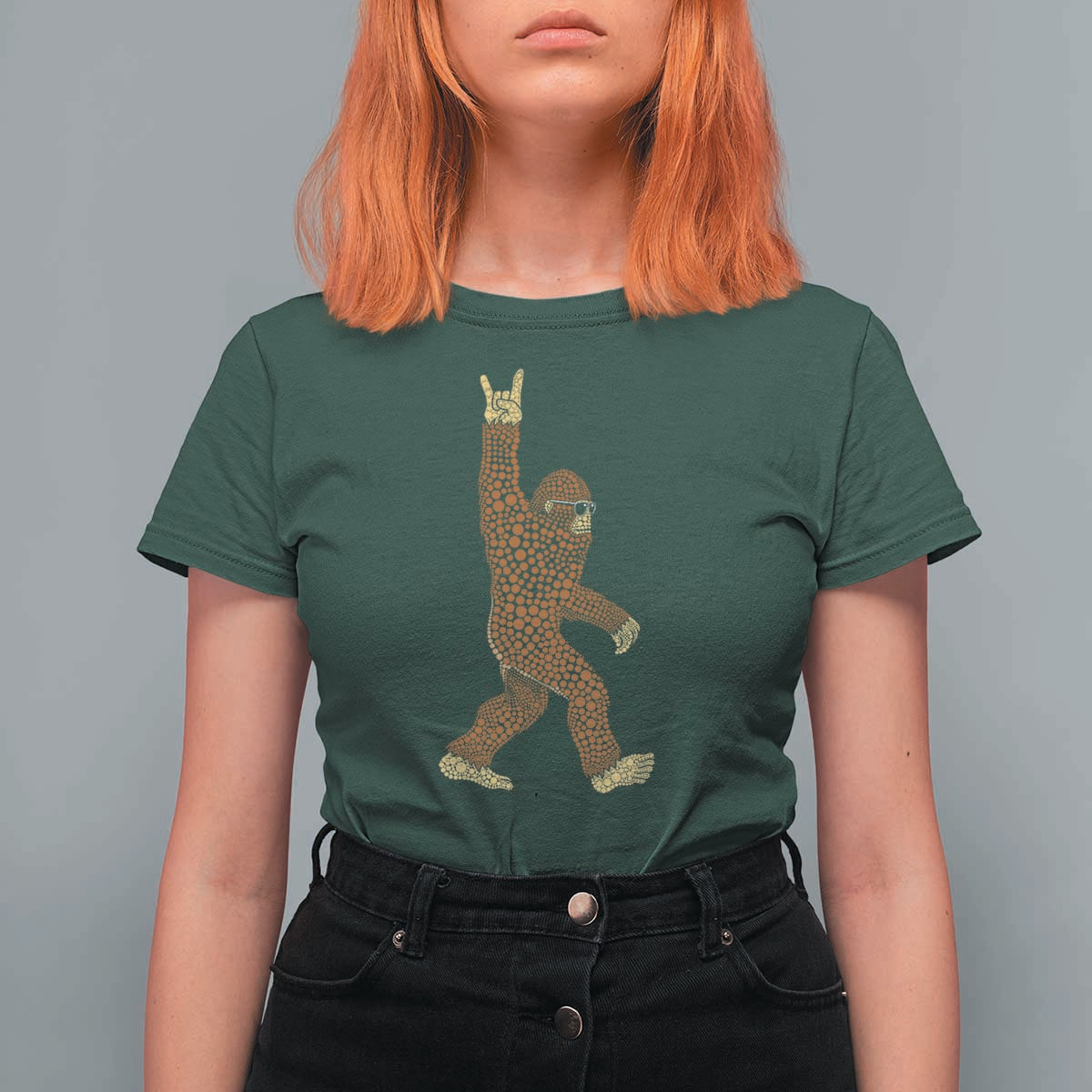 Funny Polka Dot Bigfoot Rock On T Shirt For Women Dot Day Gift