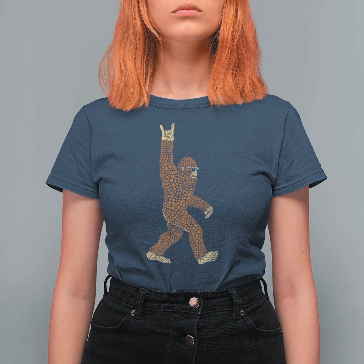 Funny Polka Dot Bigfoot Rock On T Shirt For Women Dot Day Gift