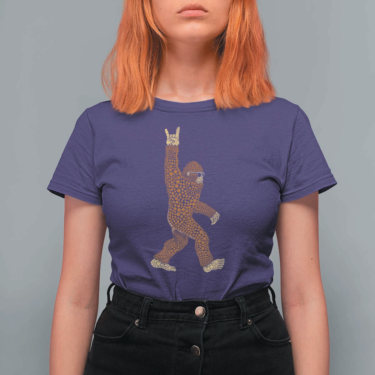 Funny Polka Dot Bigfoot Rock On T Shirt For Women Dot Day Gift