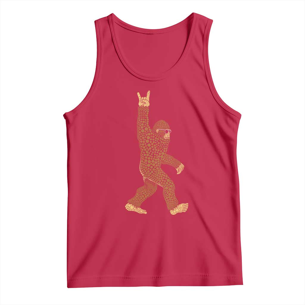 Funny Polka Dot Bigfoot Rock On Tank Top Dot Day Gift