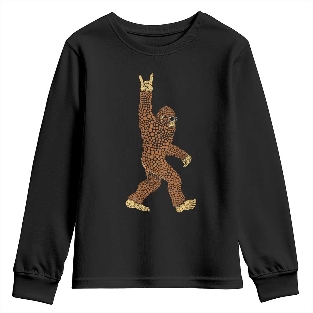 Funny Polka Dot Bigfoot Rock On Youth Sweatshirt Dot Day Gift