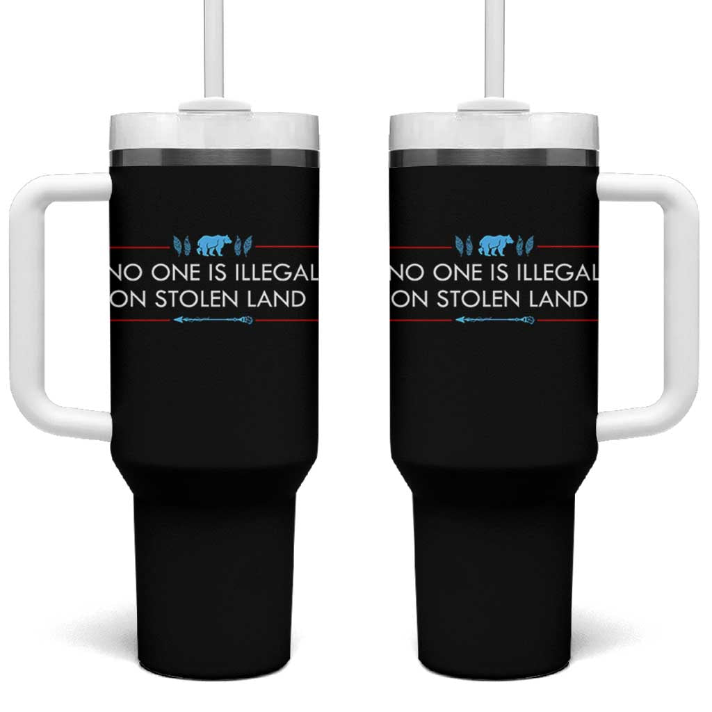 No One Is Illegal On Stolen Land Tumbler With Handle Indigenous Peoples Pride
