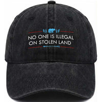 No One Is Illegal On Stolen Land Washed Cotton Baseball Cap Indigenous Peoples Pride