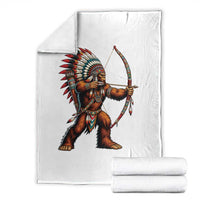 Native American Bigfoot Chief Throw Blanket Forest Warrior Pride Graphic