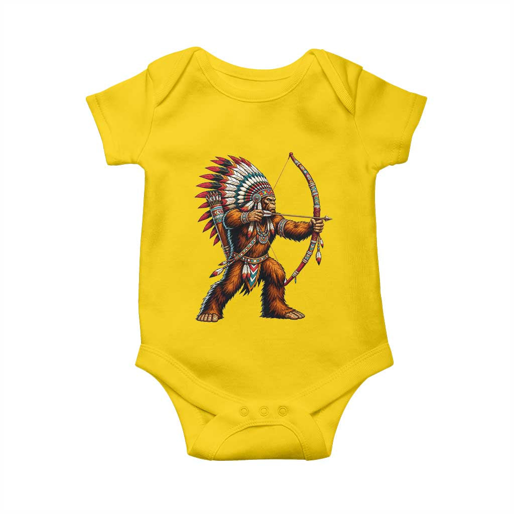 Native American Bigfoot Chief Baby Onesie Forest Warrior Pride Graphic