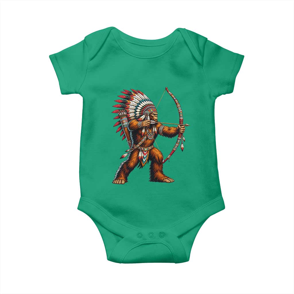 Native American Bigfoot Chief Baby Onesie Forest Warrior Pride Graphic